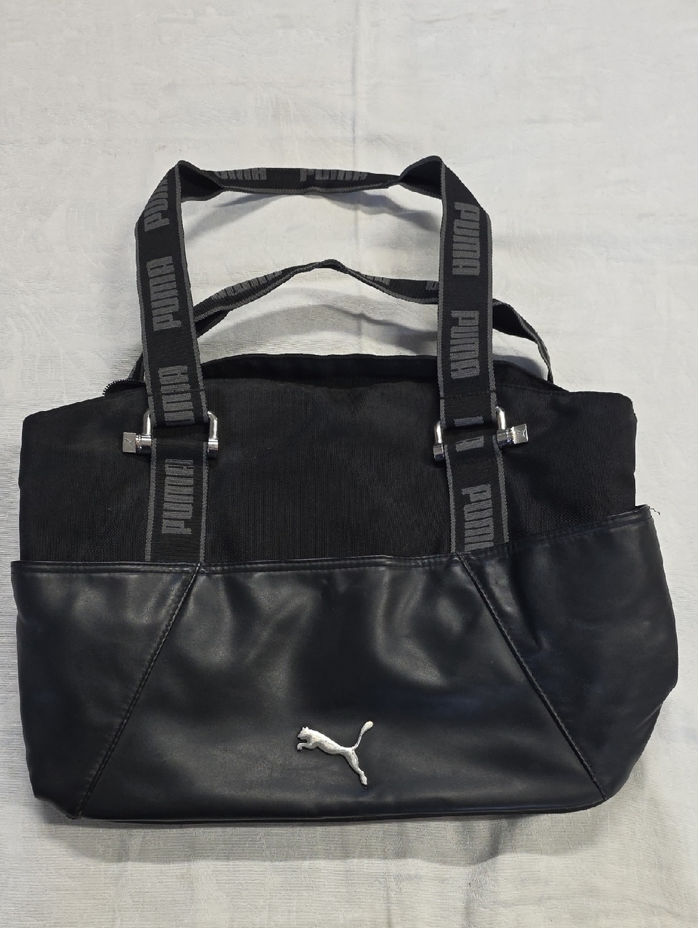 Puma Black & Grey Logo Shoulder Tote